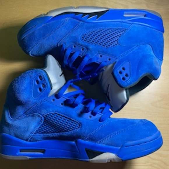 blue suede jordan 5s